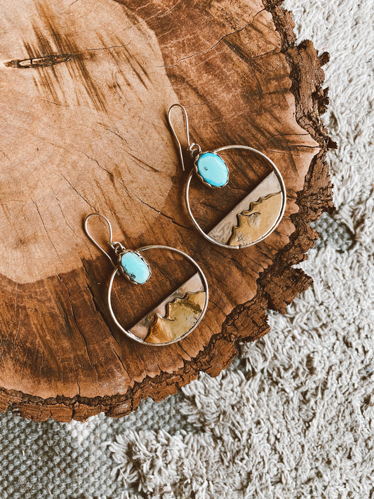 Mountain Earrings - Turquoise Sterling Silver 925 and Brass