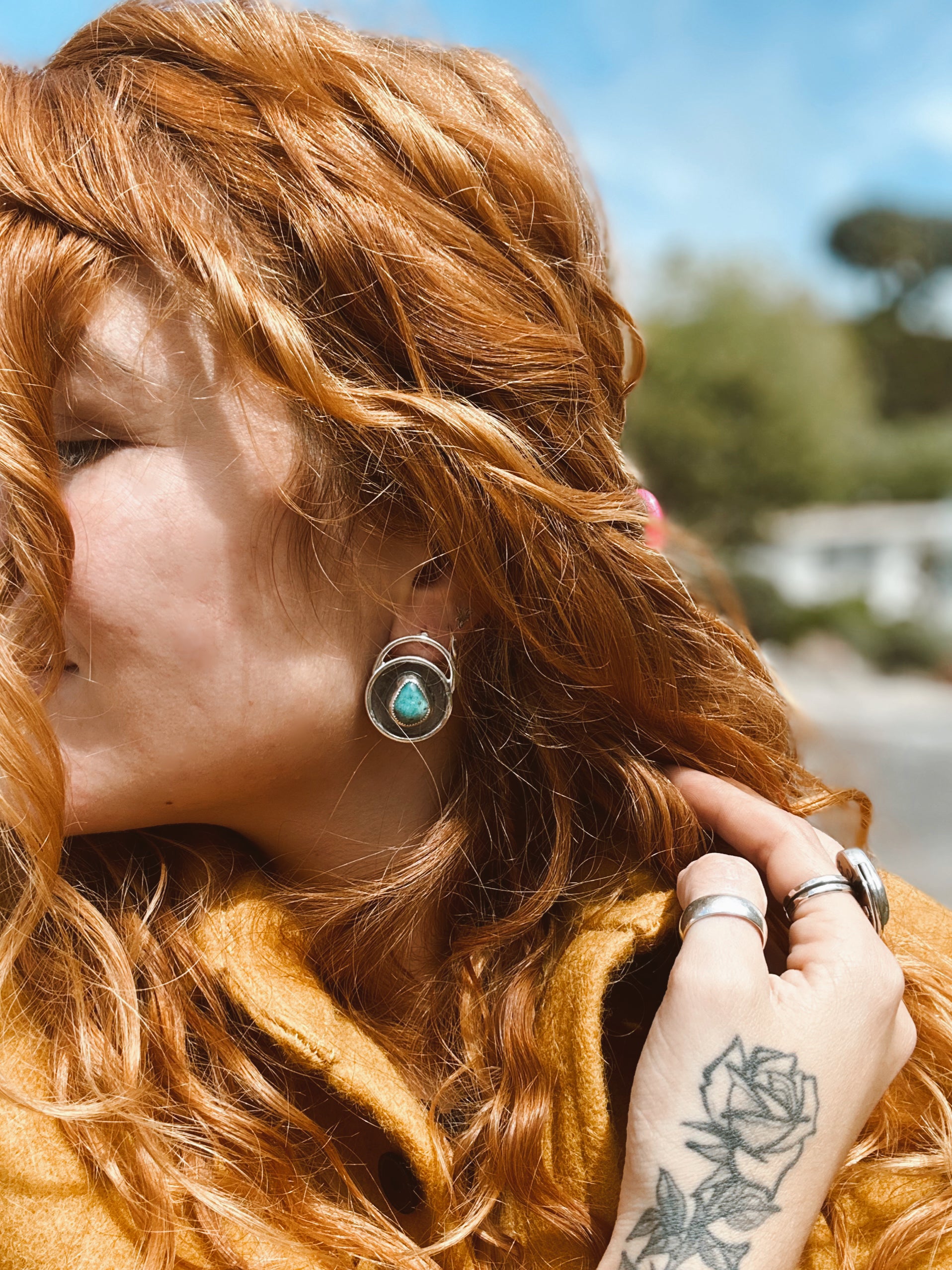 Sterling Silver online and Kingman Turquoise Half Moon Studs