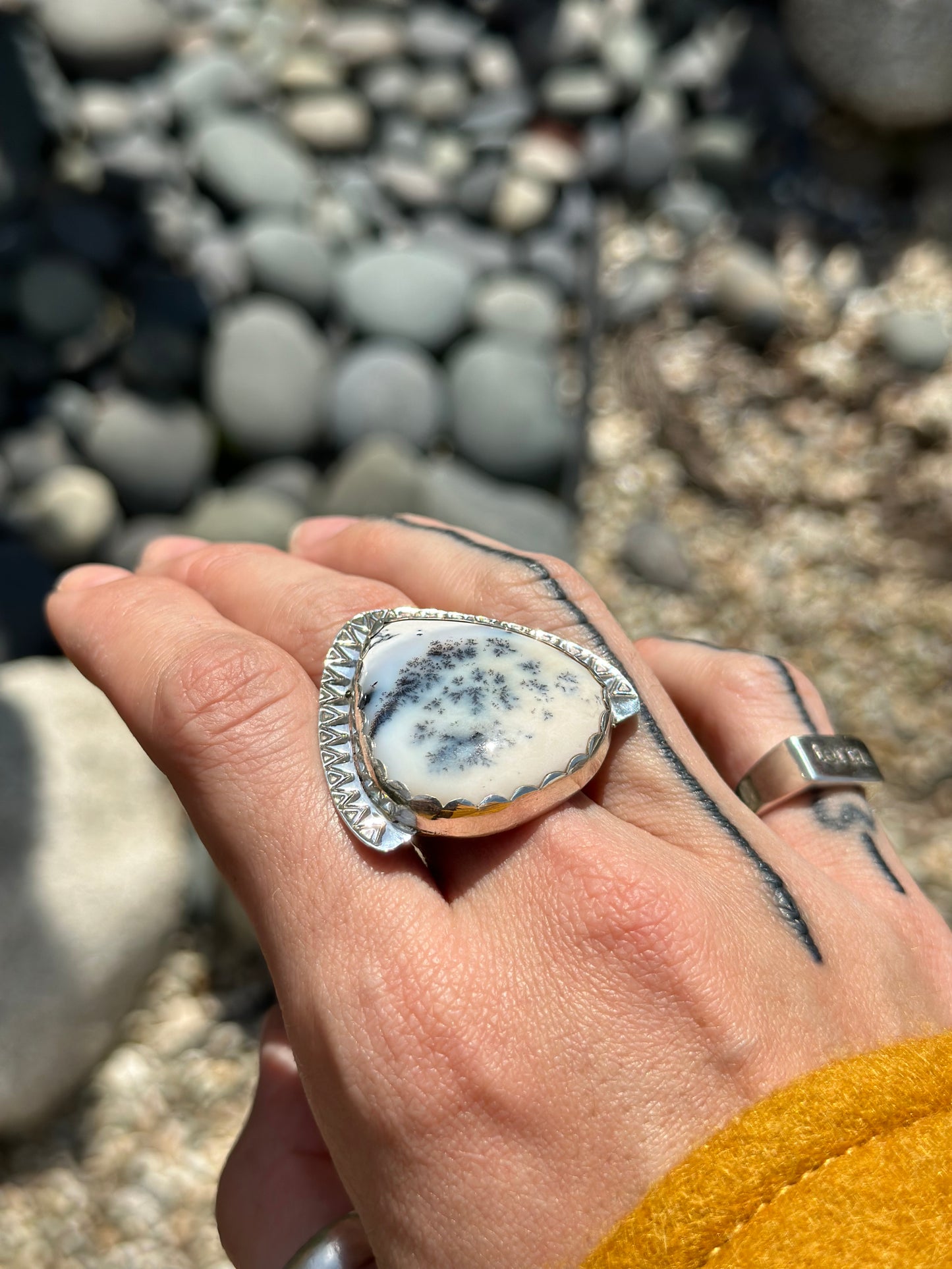 Dendritic Opal (Moss Opal) Ring - Sterling Silver 925 SIZE 8