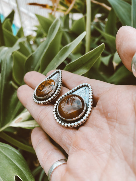 Brown Pietersite Earrings - Sterling Silver .925