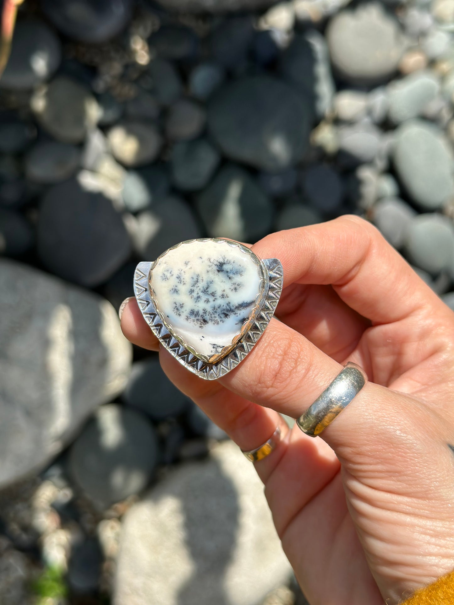 Dendritic Opal (Moss Opal) Ring - Sterling Silver 925 SIZE 8