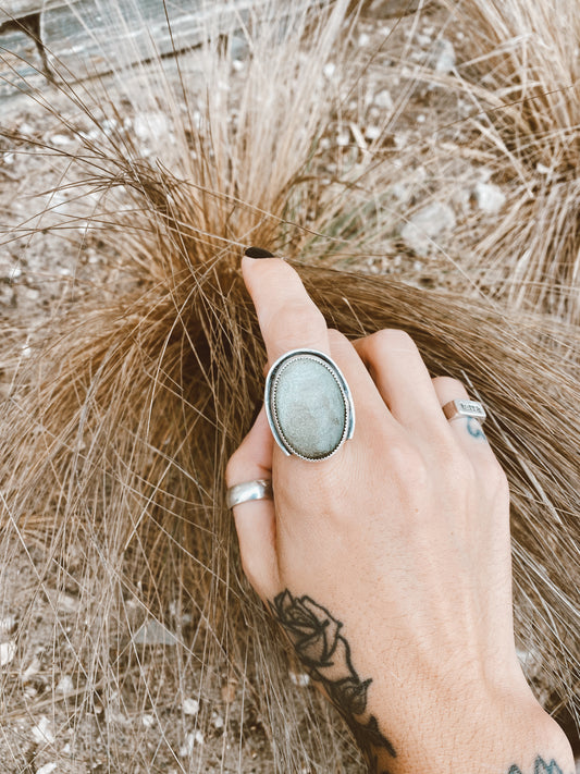 Night Out Ring- Sheen Obsidian .925 Sterling Silver SIZE 9